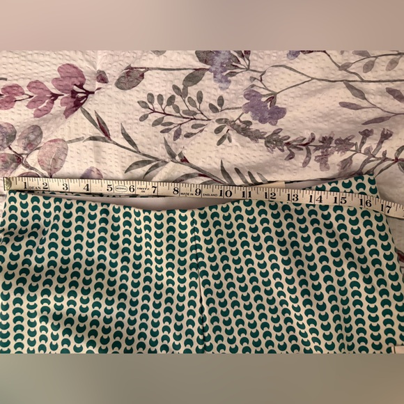 A New Day Side Zip Skinny Ankle Pants Kelly Green Geometric Pattern Size 12R - Picture 10 of 11